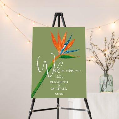 Bird of Paradise Green Wedding Welcome Foam Board