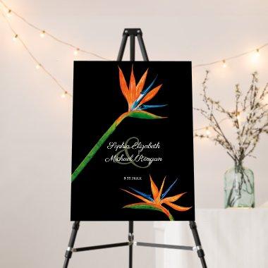 Bird of Paradise on Black Wedding Welcome Foam Board