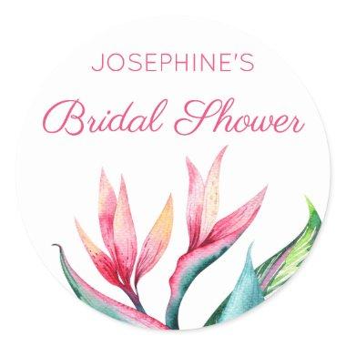Bird of Paradise Tropical Watercolor  Classic Round Sticker