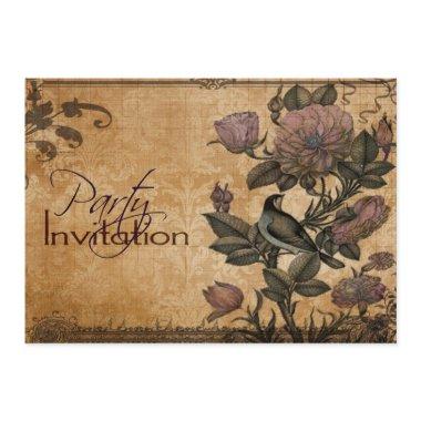 Bird of Paradise Vintage Floral Elegant Party Invitations