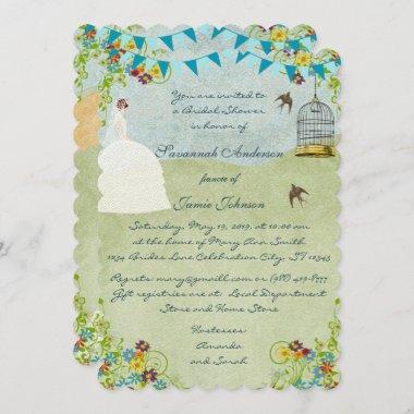 Birdcage Bunting Garden Bridal Shower Invitations