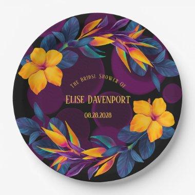 Birds of Paradise Hibiscus Tropical Bridal Shower Paper Plates