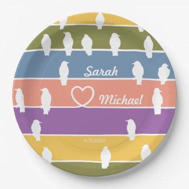 Birds on a wire w/a Romantic twist. SPRING colors! Paper Plates
