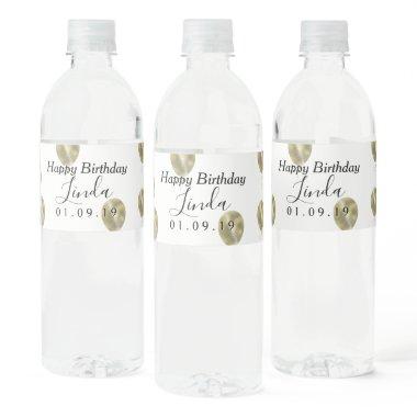 Birthday Balloon Faux Foil Gold Pattern Water Bottle Label