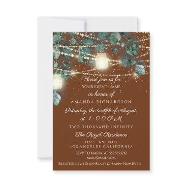 Birthday Bridal Brown Jar Light Gold Rustic Mint