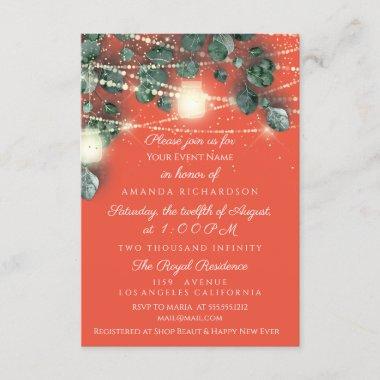Birthday Bridal Shower Coral Gold Rustic Mint Invitations