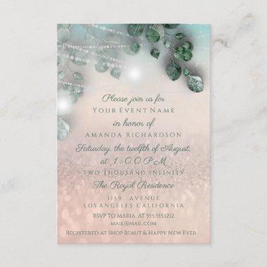 Birthday Bridal Shower Light Jar Glitter Rose Invitations