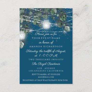 Birthday Bridal Shower Light Jar Rustic Blue Green Invitations