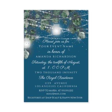 Birthday Bridal Shower Light Jar Rustic Blue Green Invitations