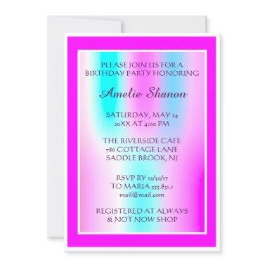 Birthday Graduate Pink Blue Frame Photo Ombre Invitations