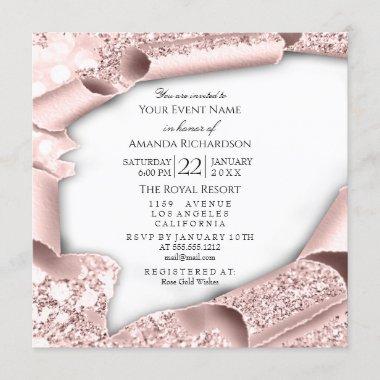 Birthday Party Bridal Shower 3D White Rose Invitations