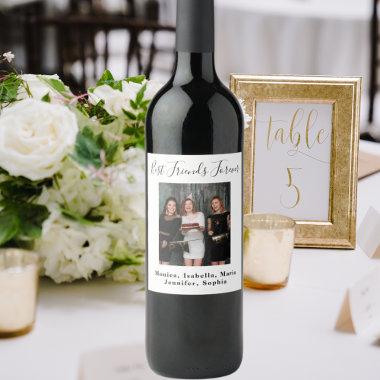 Birthday party custom photo friends forever white wine label