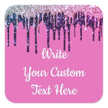 Birthday Party Girly Quinceanera Sweet 16 18 Favor Square Sticker