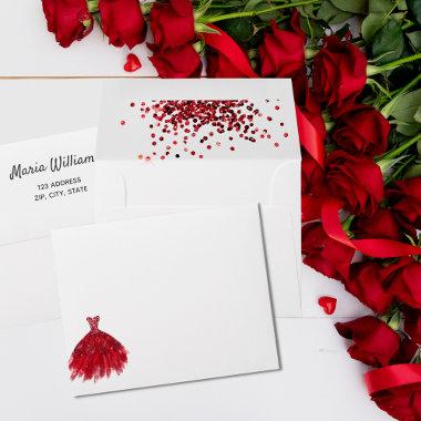Birthday red white dress envelope