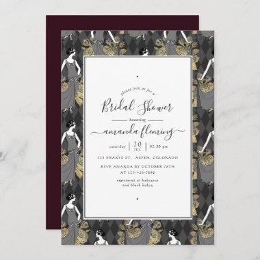 Black and Gold Art Deco Bridal Shower Invitations
