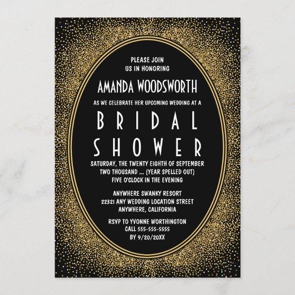 Black and Gold Art Deco Bridal Shower Invitations