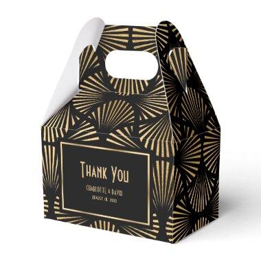 Black and Gold Art Deco Wedding Thank You Favor Boxes