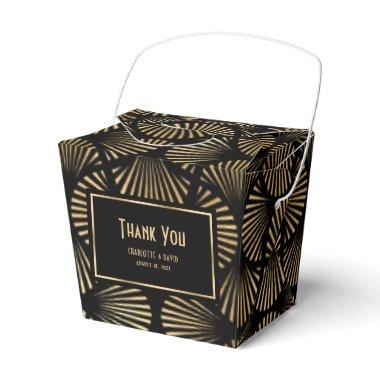 Black and Gold Art Deco Wedding Thank You Favor Boxes
