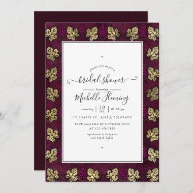 Black and Gold Art Deco Wine Tasting Bridal Shower Invitations