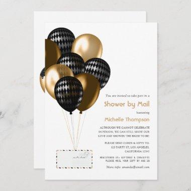 Black and Gold Balloons Bridal Shower by Mail Invitations