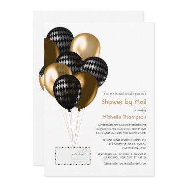 Black and Gold Balloons Bridal Shower by Mail Invitations