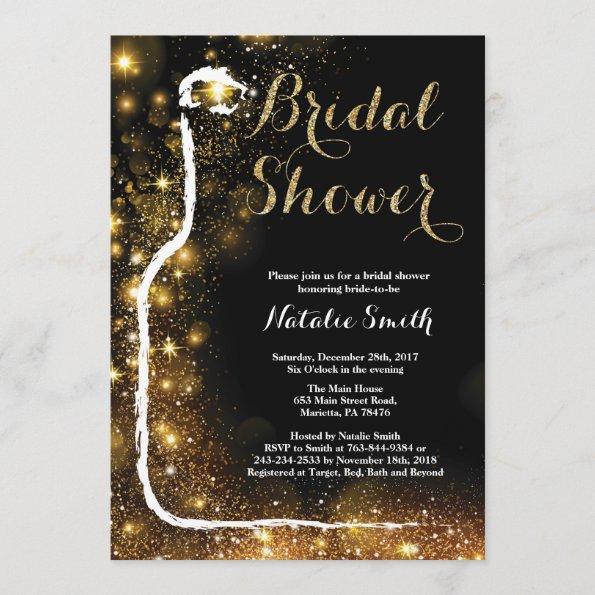 Black and Gold Bridal Shower Invitations Wine