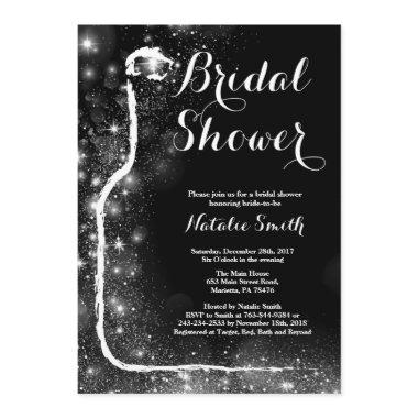 Black and Gold Bridal Shower Invitations Wine