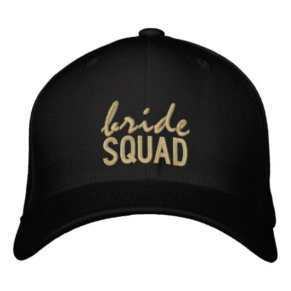 Black and Gold Bride Squad Embroidered Baseball Hat