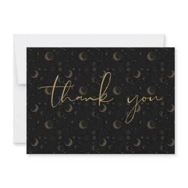 Black And Gold Celestial Mystical Stars And Moons Thank You