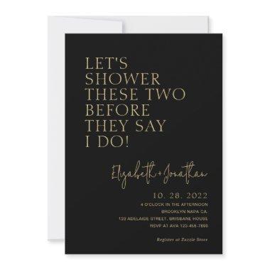 Black and Gold Couple Shower Before They Say I Do Invitations