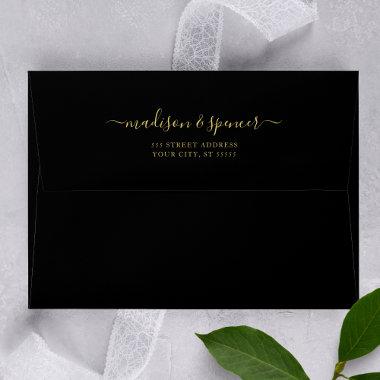 Black and gold elegant and modern Wedding Envelope