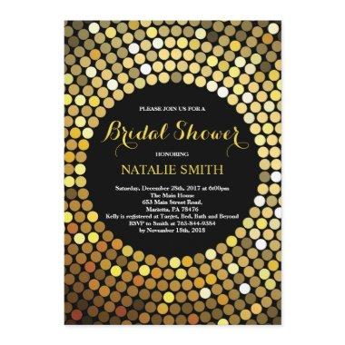 Black and Gold Glitter Bridal Shower Invitations