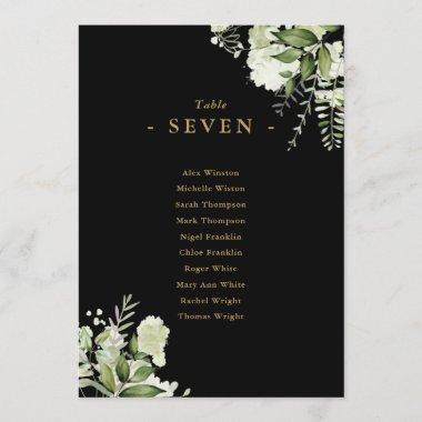 Black And Gold Greenery Seating Plan Table Number