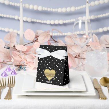 Black And Gold Heart Polka Dots Party Favor Boxes
