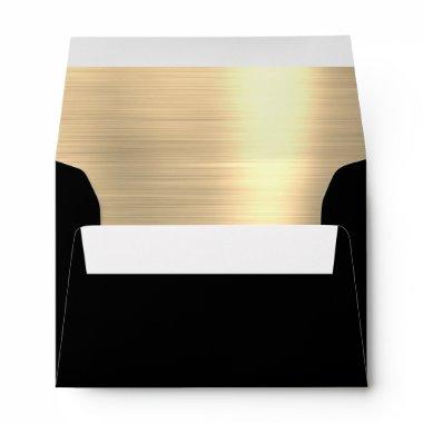 Black and Gold Metallic Wedding Sweet 16 Envelope