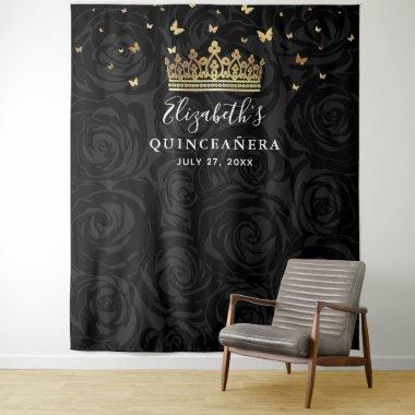 Black and Gold Party Photo Backdrop Tapestries