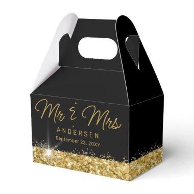 Black and Gold Personalized Mr & Mrs Wedding Favor Boxes