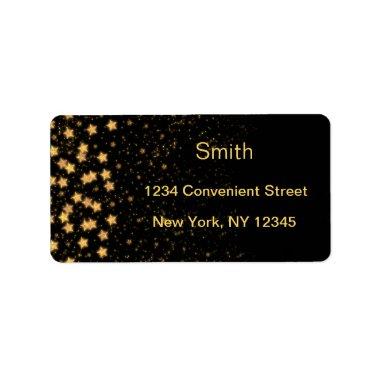 Black And Gold Stars Return Address Label