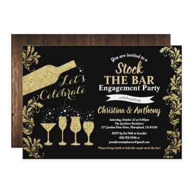 Black and gold stock the bar engagement party Invitations