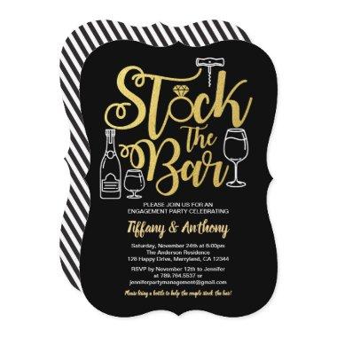 Black and gold stock the bar engagement party Invitations