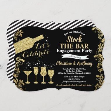 Black and gold stock the bar engagement party Invitations