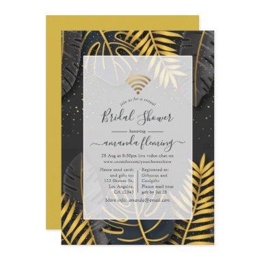 Black and Gold Tropical Virtual Shower Invitations