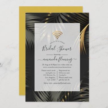 Black and Gold Tropical Virtual Shower Invitations