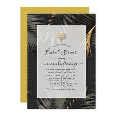 Black and Gold Tropical Virtual Shower Invitations