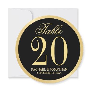 Black and Gold Wedding Circle Table Number Card