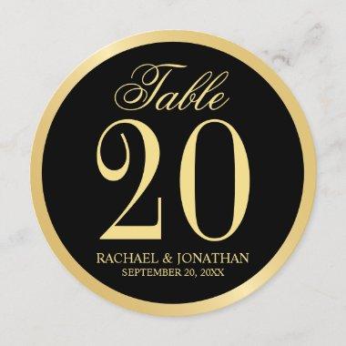 Black and Gold Wedding Circle Table Number Card