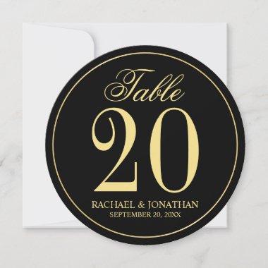 Black and Gold Wedding Circle Table Number Card