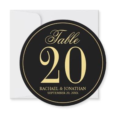 Black and Gold Wedding Circle Table Number Card