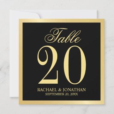 Black and Gold Wedding Square Table Number Card