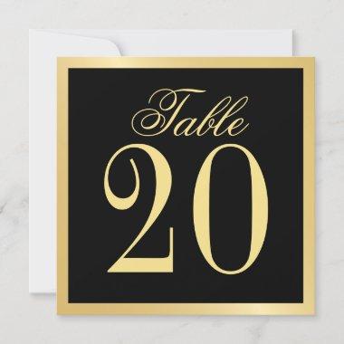 Black and Gold Wedding Square Table Number Card